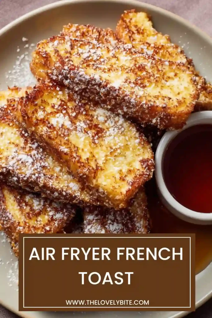 Homemade Air Fryer French Toast made with brioche bread, cooked to golden perfection and served warm.