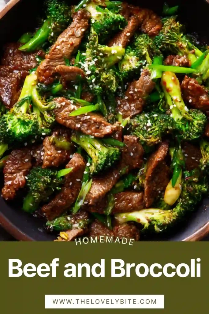 A skillet filled with healthy beef and broccoli stir fry made with tender slices of flank steak and bright green broccoli coated in a savory garlic ginger sauce. This quick healthy dinner is ready in just 15 minutes.