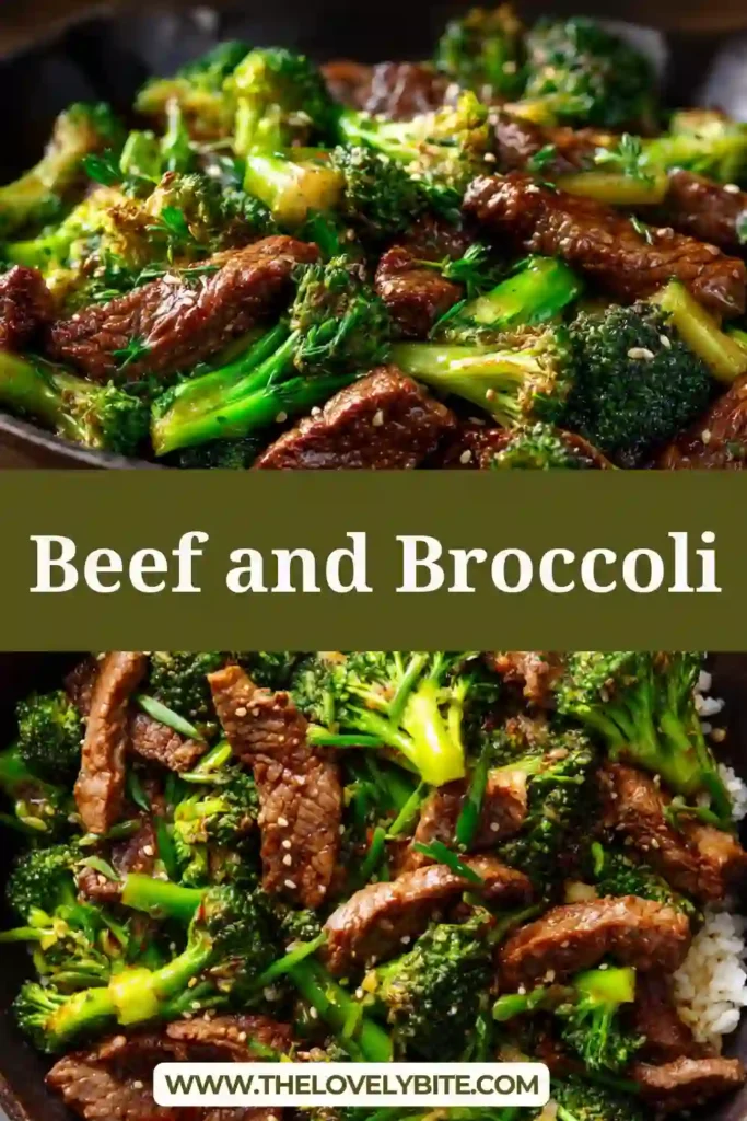 Close-up of healthy beef and broccoli served over brown rice with glossy soy ginger sauce. Tender beef strips and crisp broccoli create a nutritious stir fry meal.