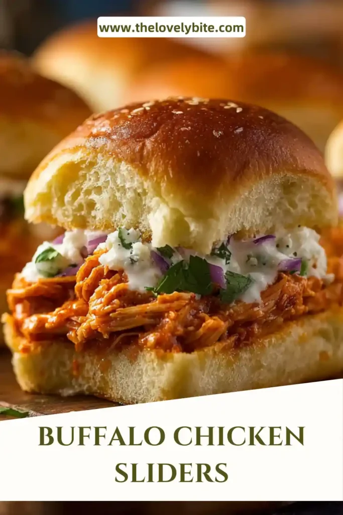 Cheesy Buffalo Chicken Sliders fresh from the oven with golden tops and creamy ranch sauce.