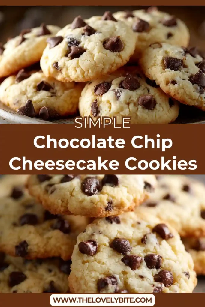 Freshly baked Chocolate Chip Cheesecake Cookies on a cooling rack with melted mini chocolate chips and a soft creamy texture.