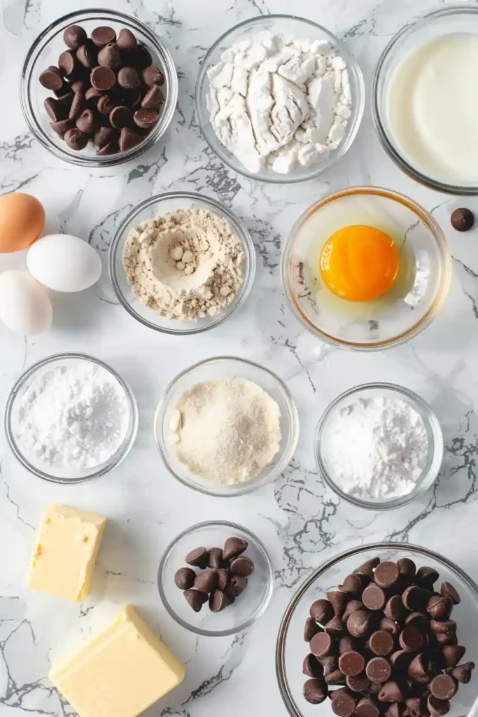 Golden Chocolate Chip Cheesecake Cookies topped with mini chocolate chips and baked to soft perfection.