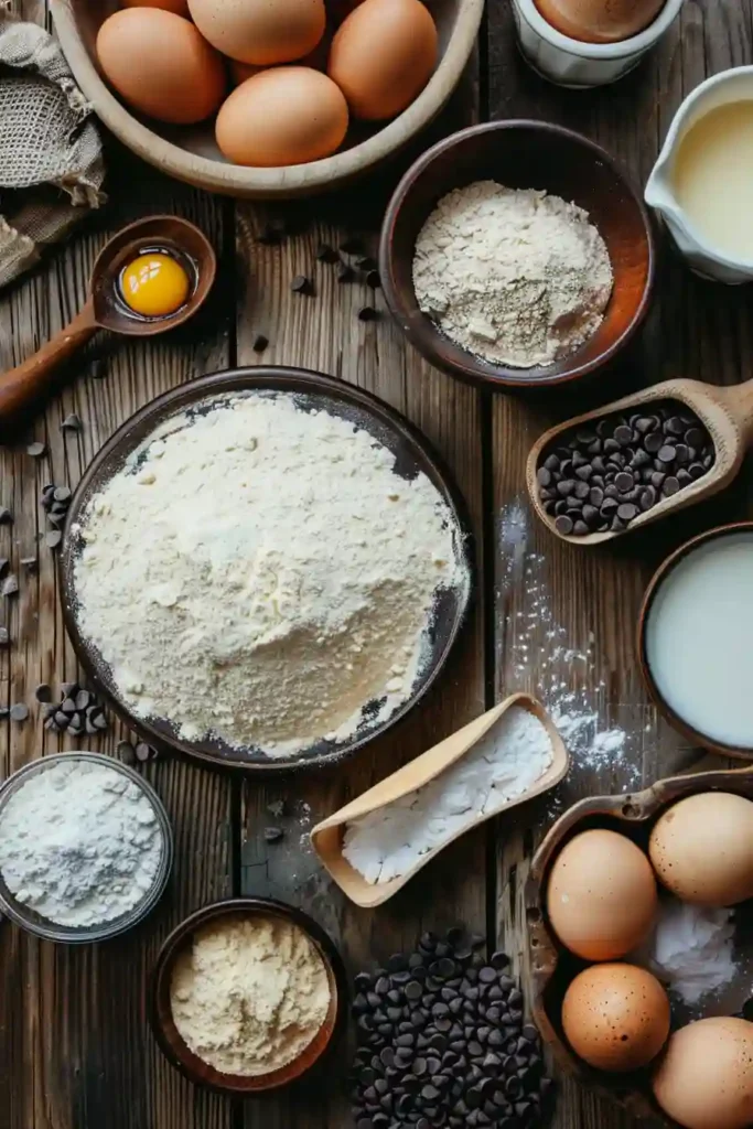 Freshly baked brioche pastries filled with custard and chocolate chips on cooling rack.