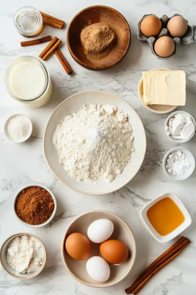 Golden cinnamon roll pancakes stacked on a plate with thick cream cheese glaze and buttery cinnamon swirl.