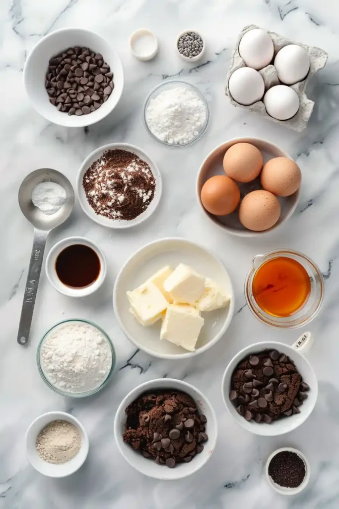 Freshly baked Cookie Dough Cupcakes arranged on a cooling rack with frosting and cookie dough topping. This chocolate chip cupcake recipe looks soft, rich, and perfect for parties or celebrations.