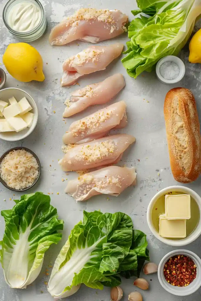 A crunchy chicken caesar sandwich with crispy fried chicken, romaine lettuce, and parmesan on toasted bread. The texture looks golden and fresh.