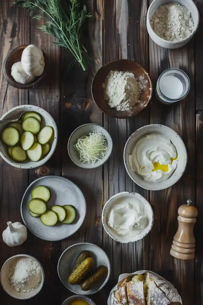 Skillet Dill Pickle Focaccia Bread with creamy garlic sauce and golden edges, garnished with fresh dill.