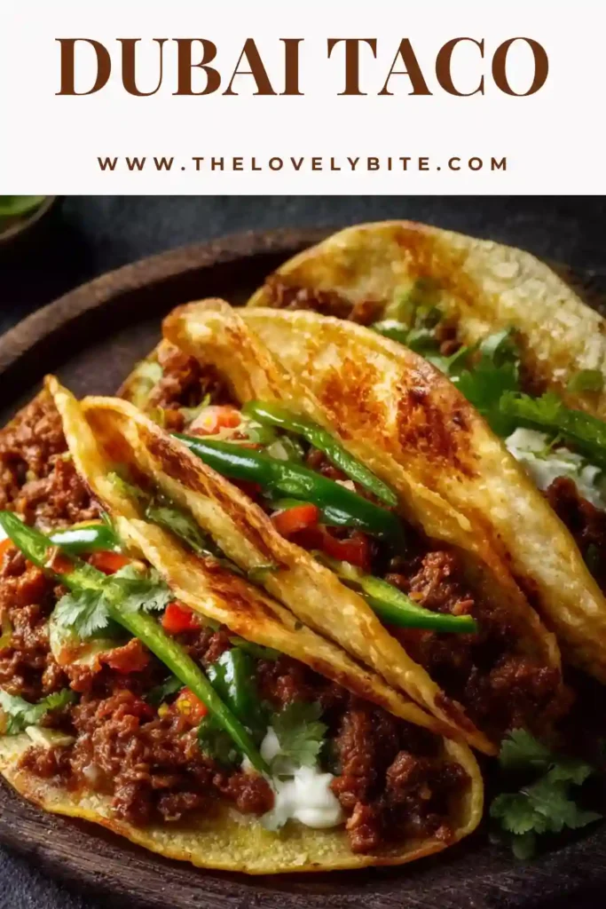 Golden flour tortillas filled with cheesy spiced beef in this Dubai Taco Recipe. The filling is rich with cardamom, cinnamon, smoked paprika, and sautéed peppers for a bold fusion flavor.