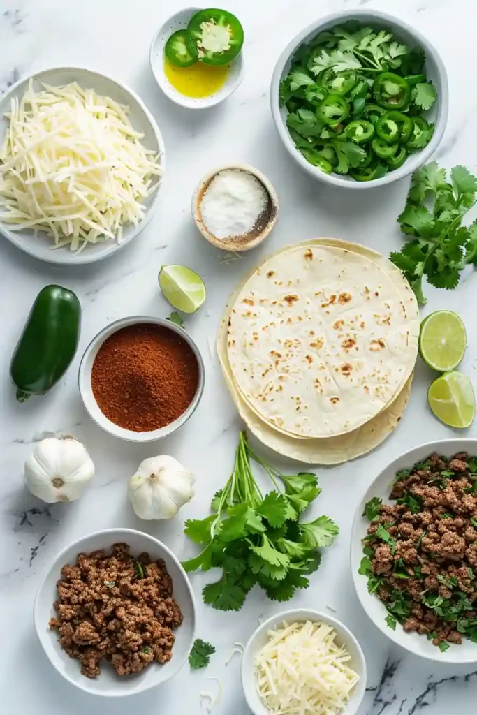 Freshly made Dubai tacos served warm with juicy beef filling, creamy topping, and herbs. This easy Dubai Taco Recipe looks cheesy, colorful, and perfect for a quick dinner.