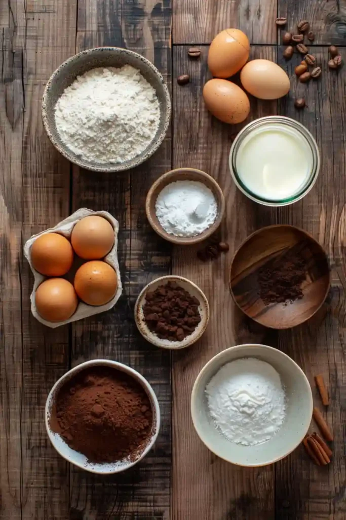 Chocolate espresso cupcakes with fluffy coffee frosting and sprinkles, showing moist interior and rich texture.