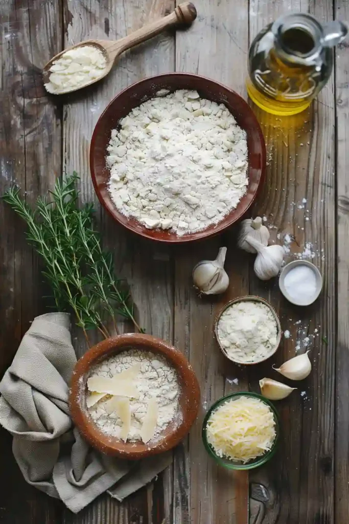 Rustic Garlic Parmesan Focaccia Bread served warm with olive oil glaze and sprinkled herbs.