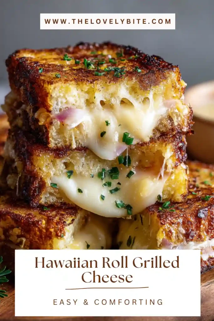 Freshly grilled Hawaiian Roll Grilled Cheese with buttery toasted bread and cheesy filling.