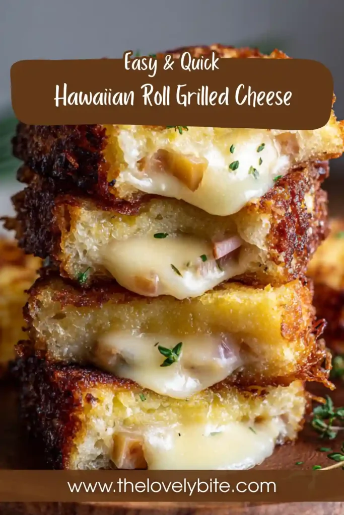 Mini Hawaiian Roll Grilled Cheese sliders with crispy exterior and soft fluffy interior ready to serve.