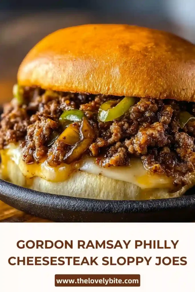 Freshly made Gordon Ramsay Philly Cheesesteak Sloppy Joes on toasted buns, topped with a rich beef and mushroom mixture. This Philly cheesesteak sloppy joes recipe is hearty, cheesy, and ideal for weeknight meals.