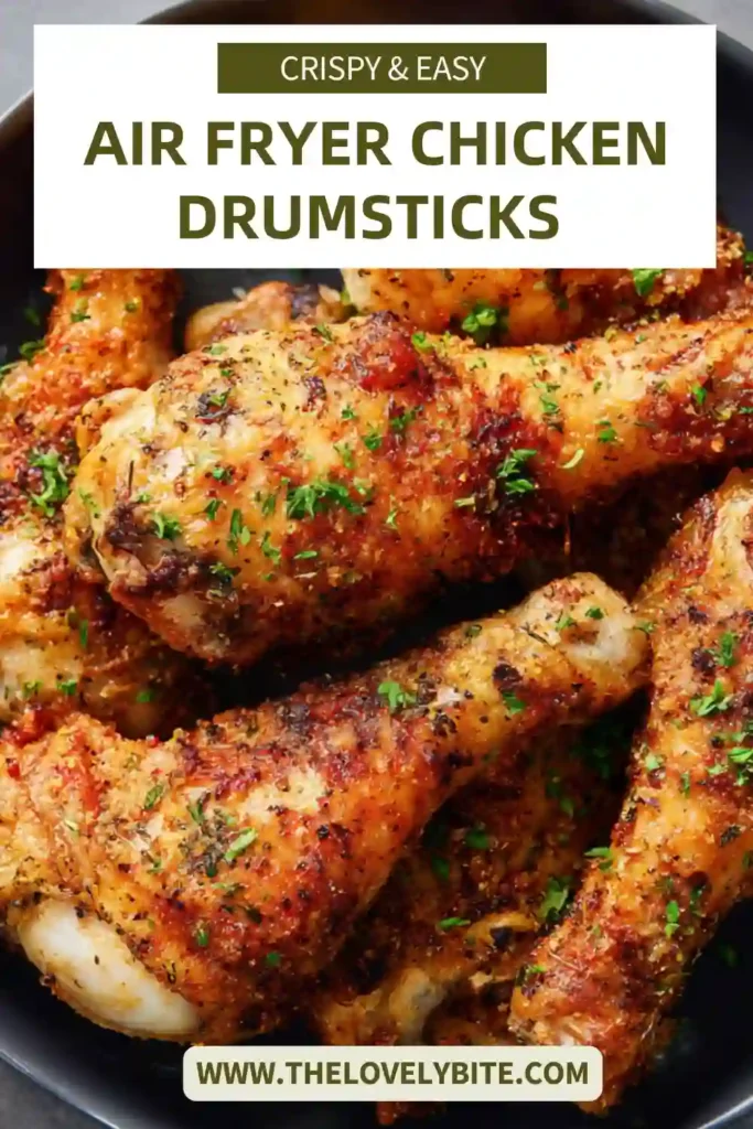 Homemade Air Fryer Chicken Drumsticks with a flavorful spice rub, cooked to perfection with crispy skin and juicy center.