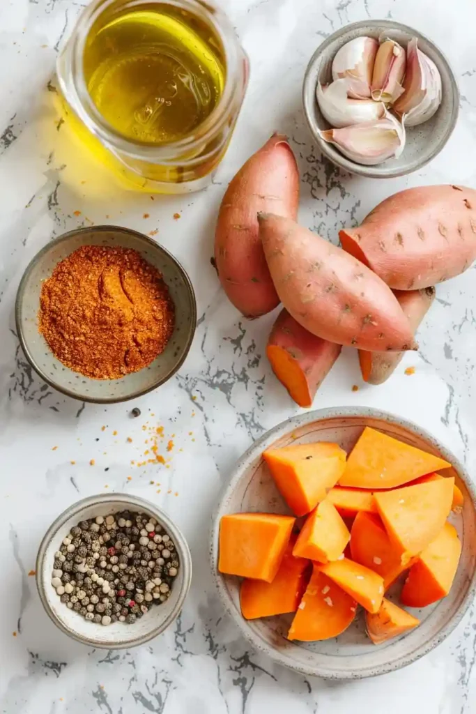 Air Fryer Roasted Sweet Potatoes cooked until crispy edges form with tender centers, seasoned lightly and served warm.