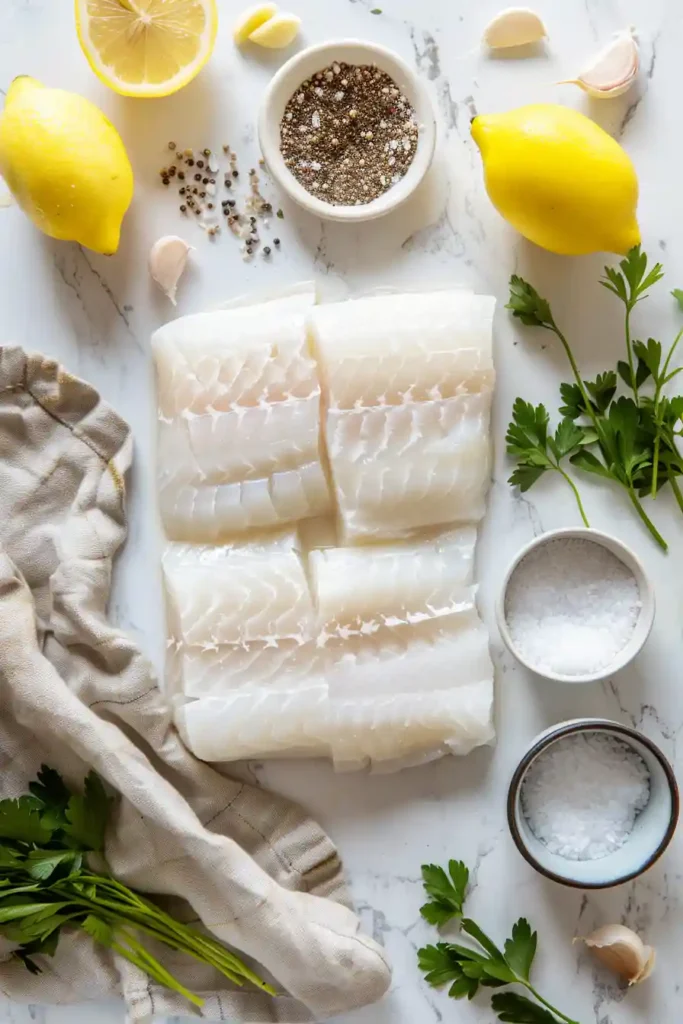 Oven baked cod fillets served in a silky coconut milk and lemon cream sauce with garlic and parsley. This easy cod dinner has a flaky texture and a fresh, comforting finish.