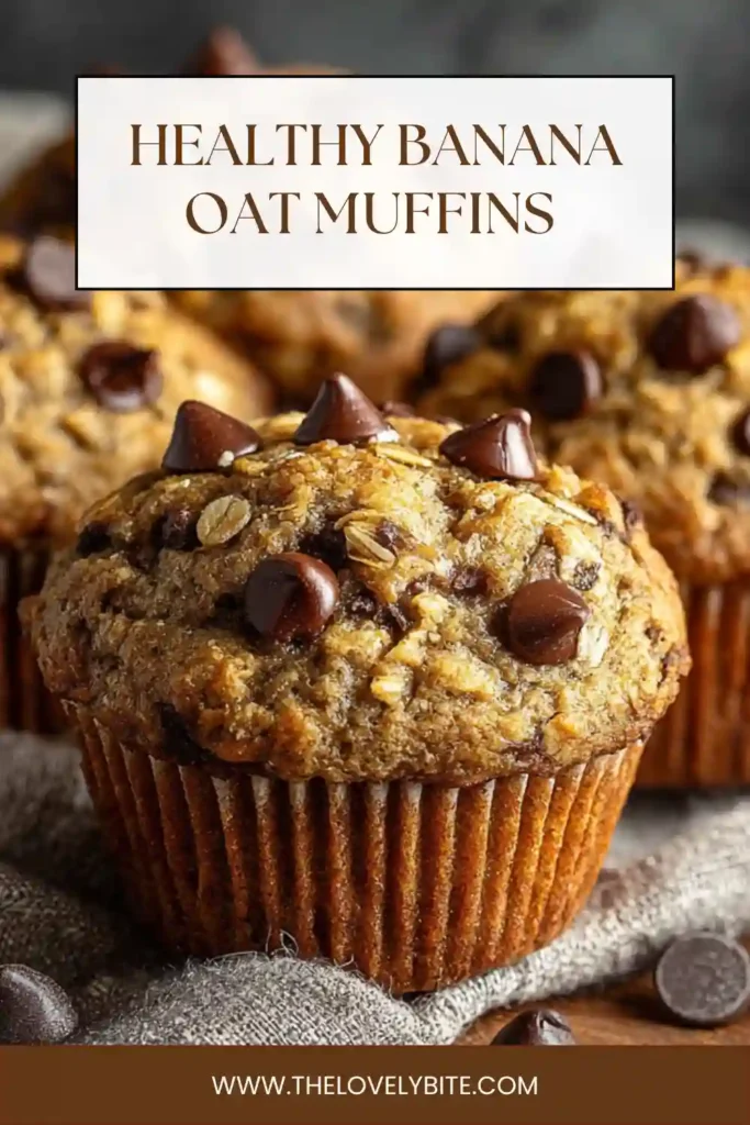 Homemade banana oat muffins stacked on a plate, perfect for breakfast or snack time.