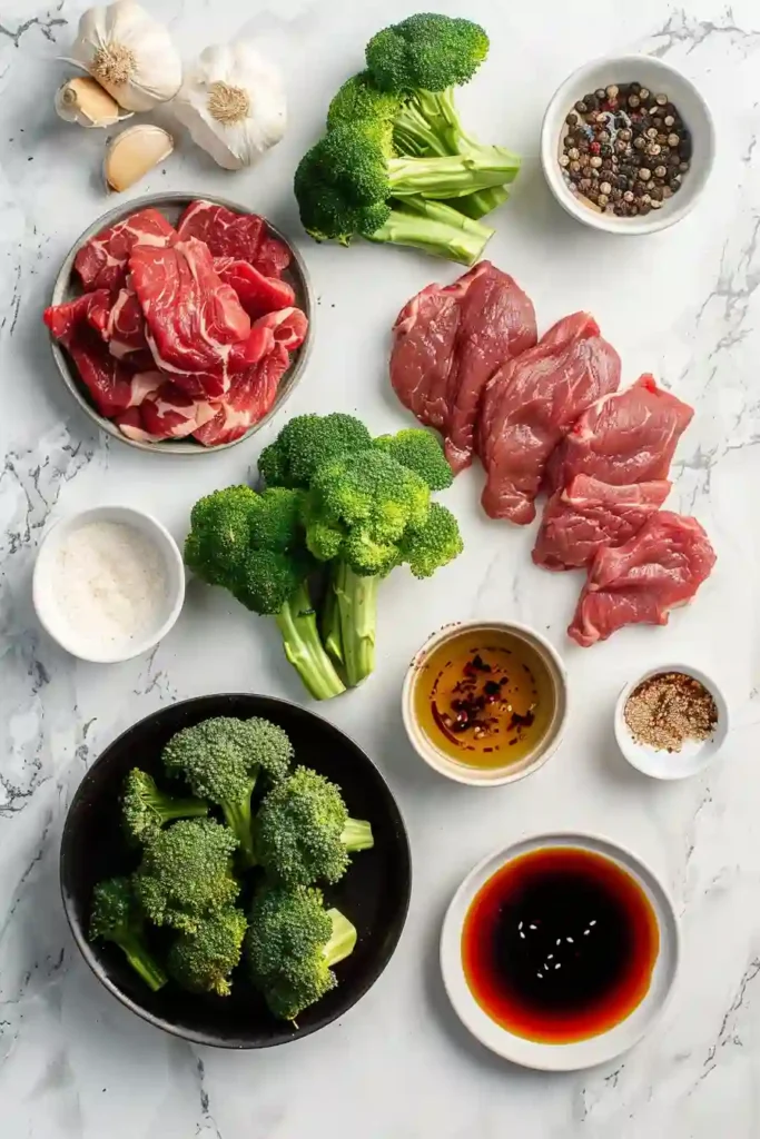 Delicious beef and broccoli stir fry meal with juicy beef strips and crisp broccoli florets.