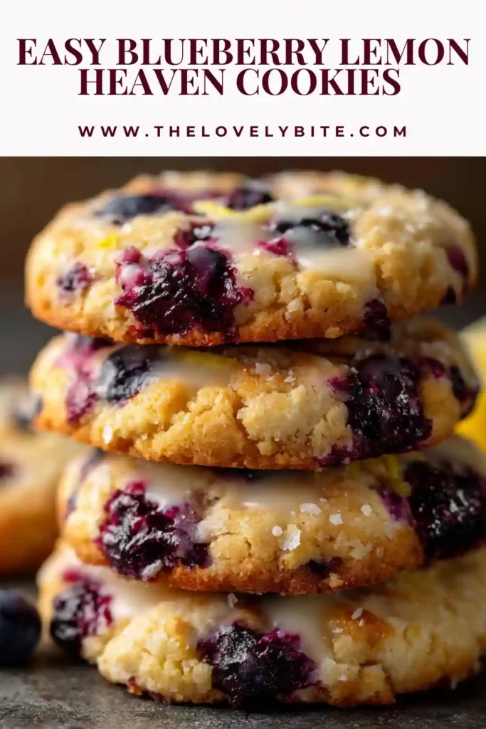 Freshly baked Blueberry Lemon Heaven Cookies cooling on a rack with visible blueberries and light golden color.