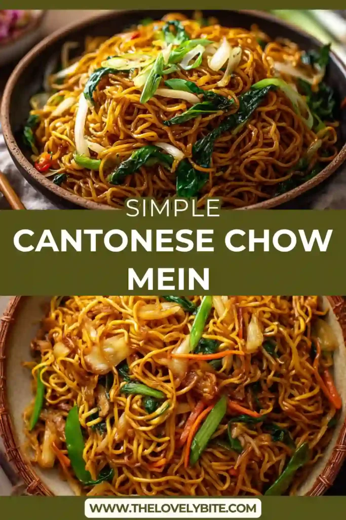 Close-up of crispy chow mein noodles cooked in a wok with vegetables and glossy soy-based sauce.