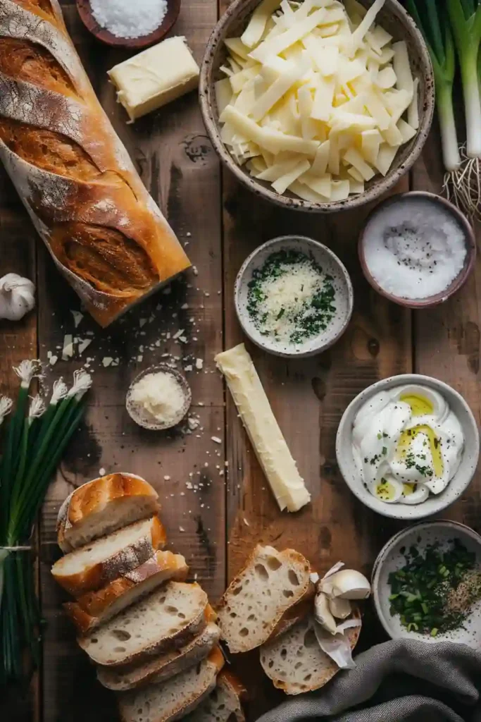 Freshly baked Cheesy Garlic Bread with melted mozzarella and Parmesan, golden and crispy on top. Perfect homemade garlic bread for dinner.