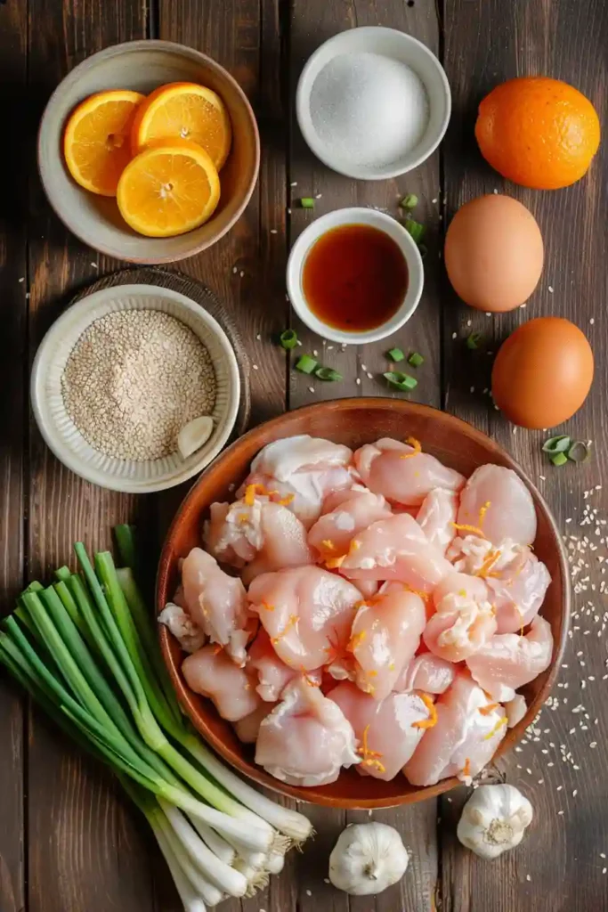 Crispy Chinese Orange Chicken served in a bowl with glossy orange sauce and sesame seeds. The chicken pieces are golden and coated evenly.