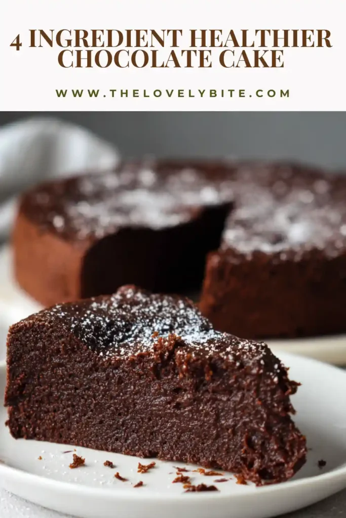 Close-up of a gluten free banana chocolate cake made with only four ingredients, showing its soft and moist interior.