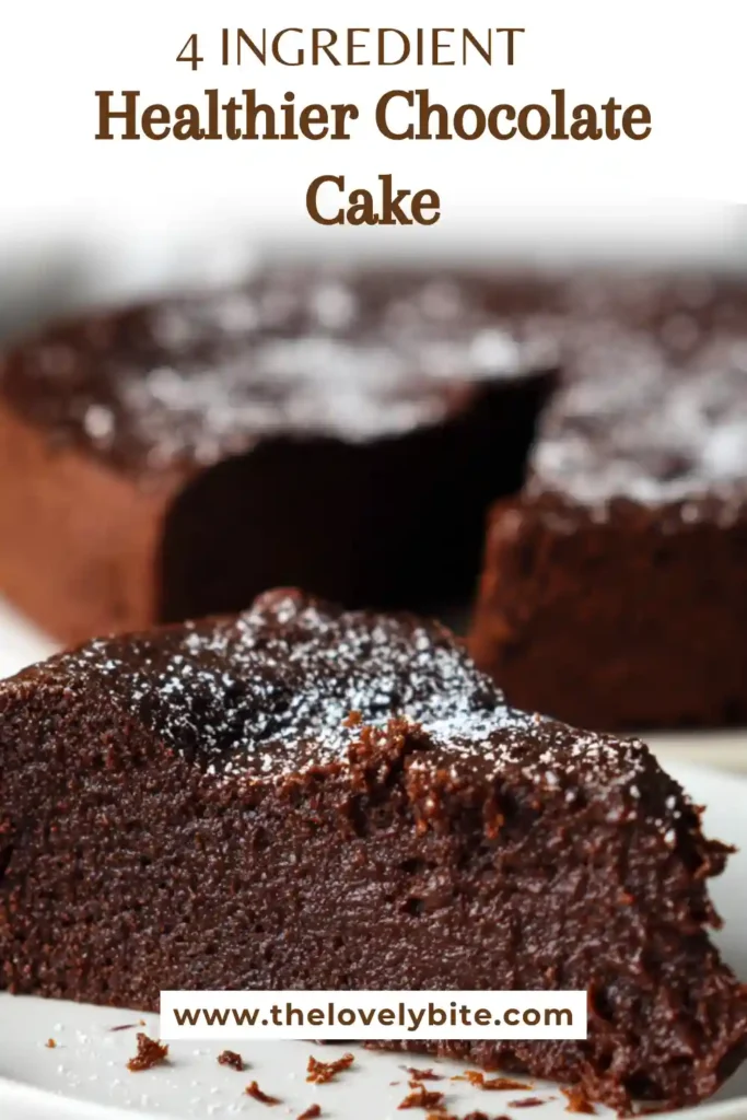 A homemade healthier chocolate cake made with bananas and cocoa powder, sliced and served fresh.