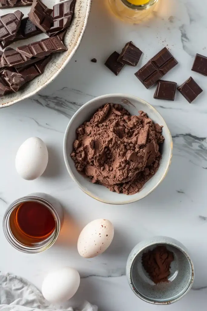 Fudgy flourless chocolate cake with a smooth texture, made using simple healthy ingredients.