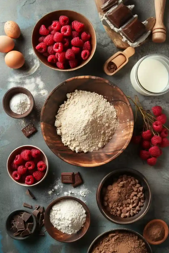 Elegant Chocolate Raspberry Cake featuring fluffy chocolate sponge and bright raspberry filling. A rich and indulgent dessert for celebrations.