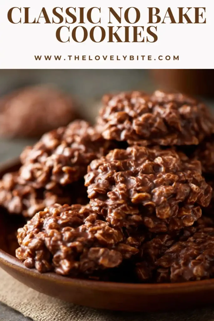 Classic No Bake Cookies arranged on parchment paper with a rich chocolate and peanut butter texture. These cookies are soft, chewy, and made with oats.