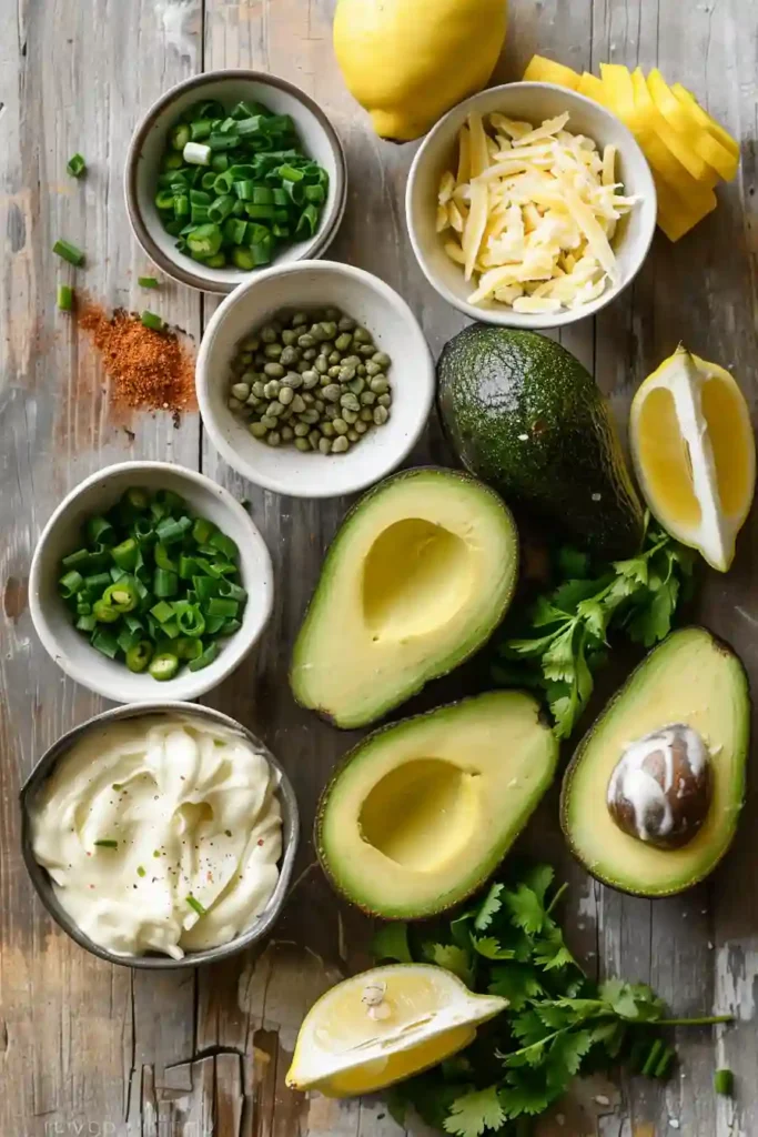 Crab Stuffed Avocado Recipe served warm with melted cheese and fresh cilantro. Creamy avocado halves filled with seasoned crab mixture.