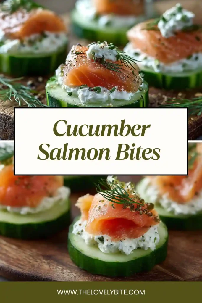 Elegant cucumber salmon bites served as party finger food with smoked salmon and herbs.