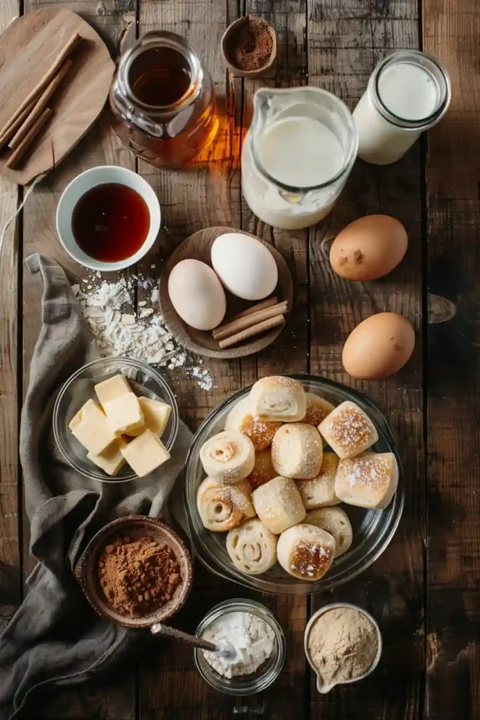 Warm easy cinnamon roll casserole served in portions with visible cinnamon swirls and glossy icing topping.