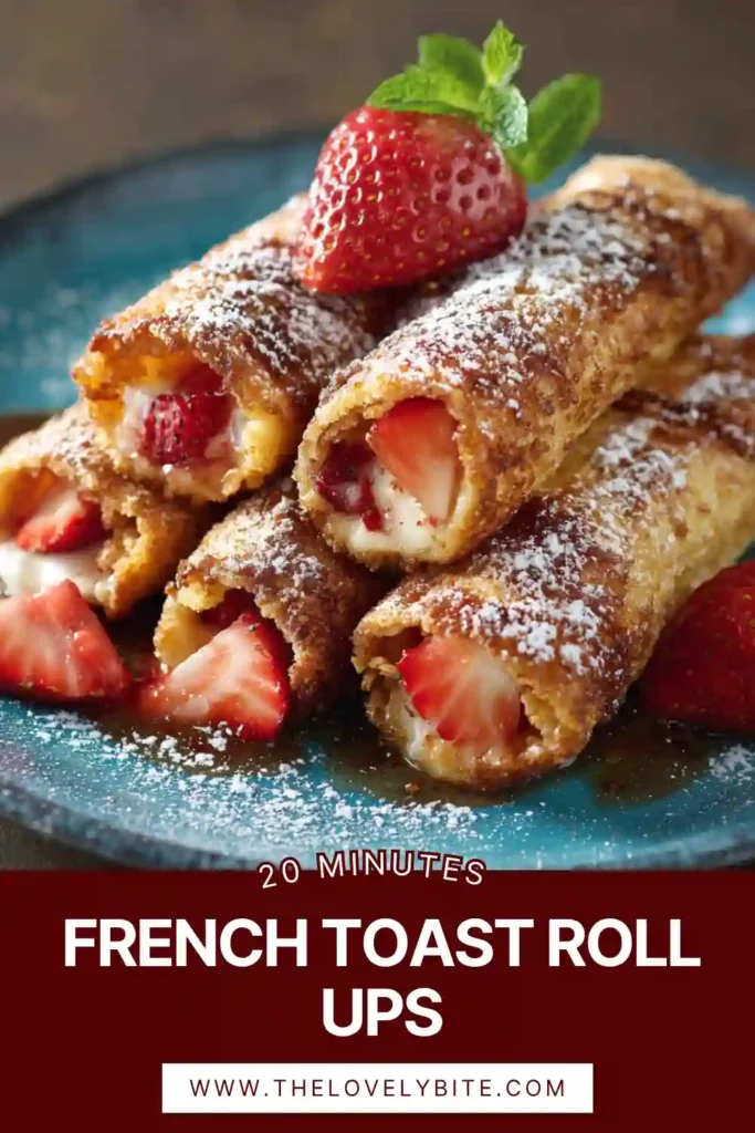 Crispy French Toast Roll-Ups with chocolate spread filling and cinnamon sugar coating.