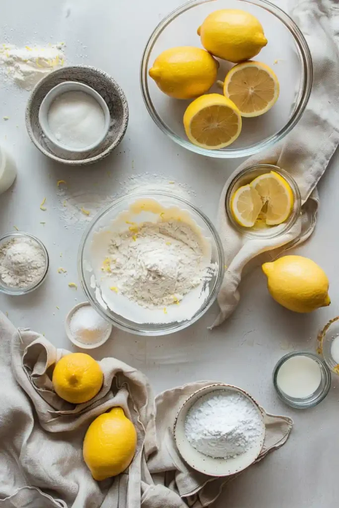 Slice of sourdough discard lemon cake served with a light glaze and fresh lemon zest, highlighting its soft and tender interior.