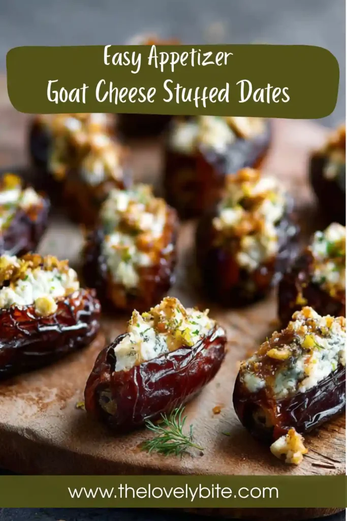 Elegant appetizer platter featuring Goat Cheese Stuffed Dates with honey and thyme, perfect for entertaining guests.