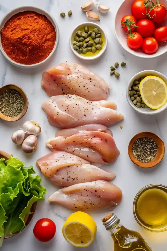 Air Fryer Chicken Breast Salad served in a bowl with sliced chicken, lettuce, cherry tomatoes, and dressing. The dish looks fresh, colorful, and healthy.