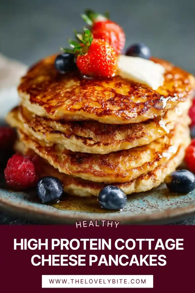 Golden brown cottage cheese pancakes cooked to perfection and served warm with fresh toppings.