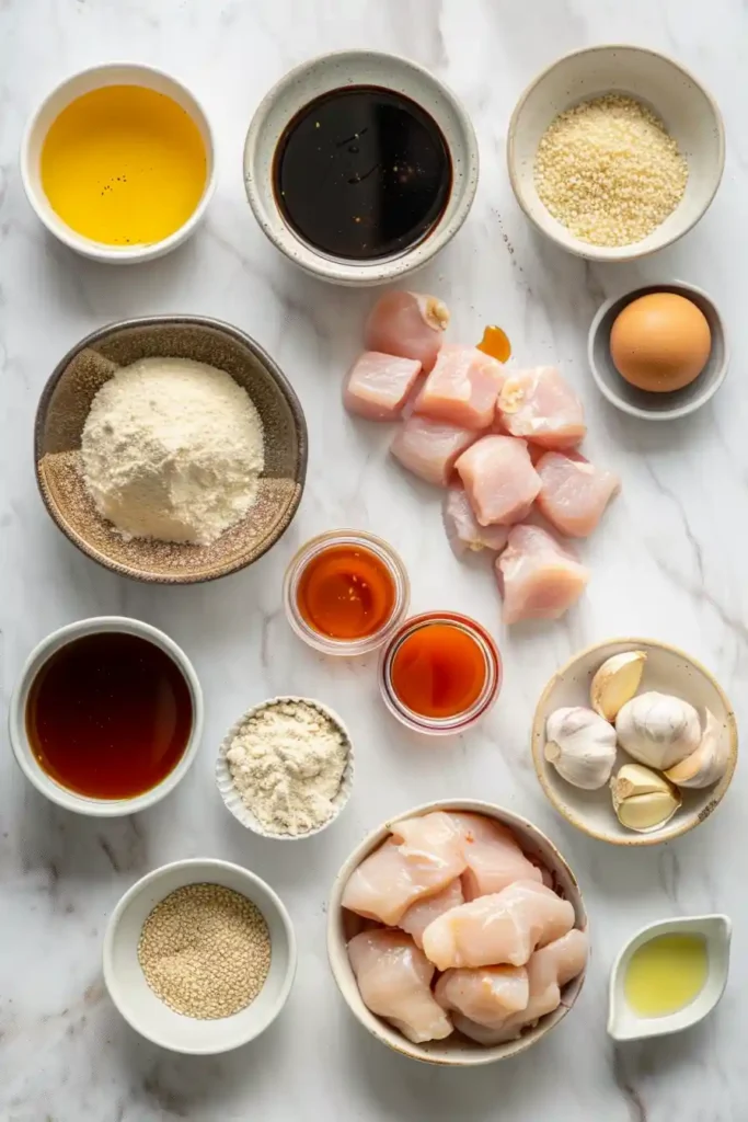 Crispy Honey Garlic Air Fryer Chicken Bites coated in glossy sauce served in a bowl with sesame seeds and green onions. The texture looks crunchy and golden.