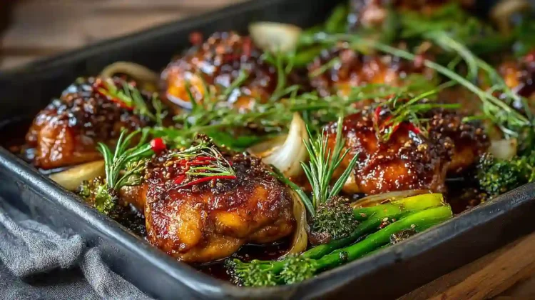 Honey Soy Chicken Tray Bake Easy One Pan Dinner ready in under 45 minutes.