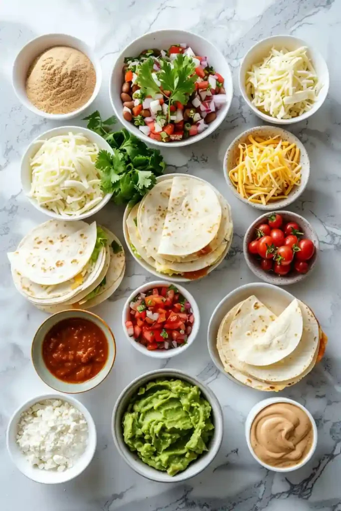 Homemade Mini Chicken Quesadillas cooked in a skillet until golden brown and served warm with fresh toppings.