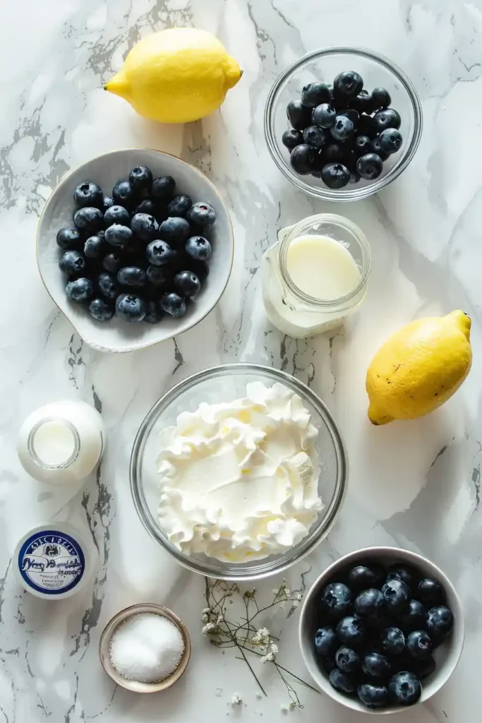 Slice of blueberry cheesecake on a plate with vibrant purple topping and creamy interior. Soft, smooth texture and crumbly base visible.