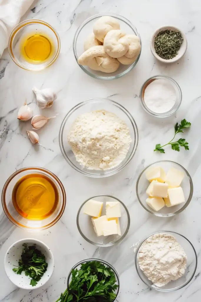 Warm sourdough discard garlic knots served fresh with visible garlic and parsley topping.