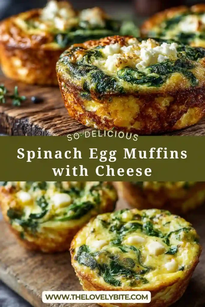 Spinach egg muffins with cheese baked in a muffin pan, golden and fluffy with visible spinach and melted Parmesan on top. Perfect healthy breakfast option.