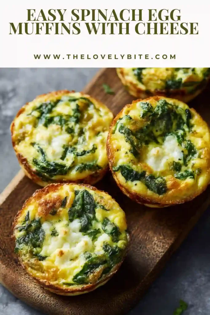 Close-up of spinach egg muffins with cheese showing soft texture and melted cheese, ideal for low carb meal prep breakfast.