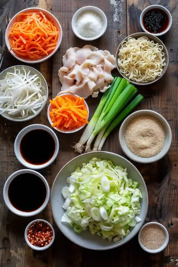 Delicious Street Style Soy Noodles with chicken and vegetables stir-fried in a savory sauce. The dish appears warm, comforting, and full of umami flavor.