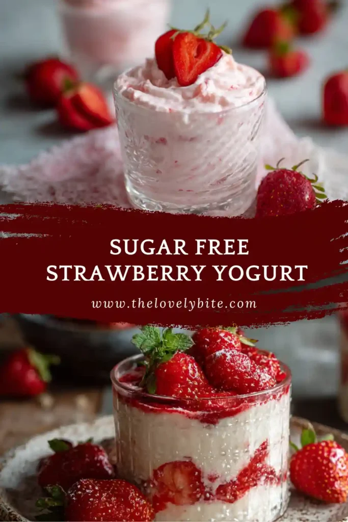 Creamy strawberry Greek yogurt without added sugar, perfect for a high protein breakfast.