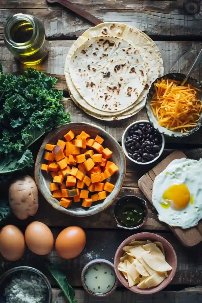 Golden toasted Sweet Potato Breakfast Burritos served warm with a crisp exterior and savory filling. Ideal for a healthy start to the day.